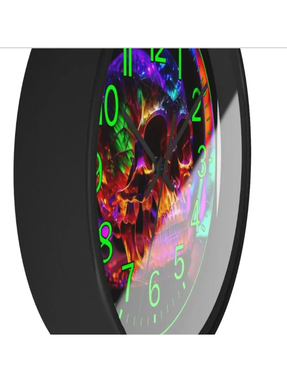 Skull Blacklight Glow In The Dark Wall Clock New!